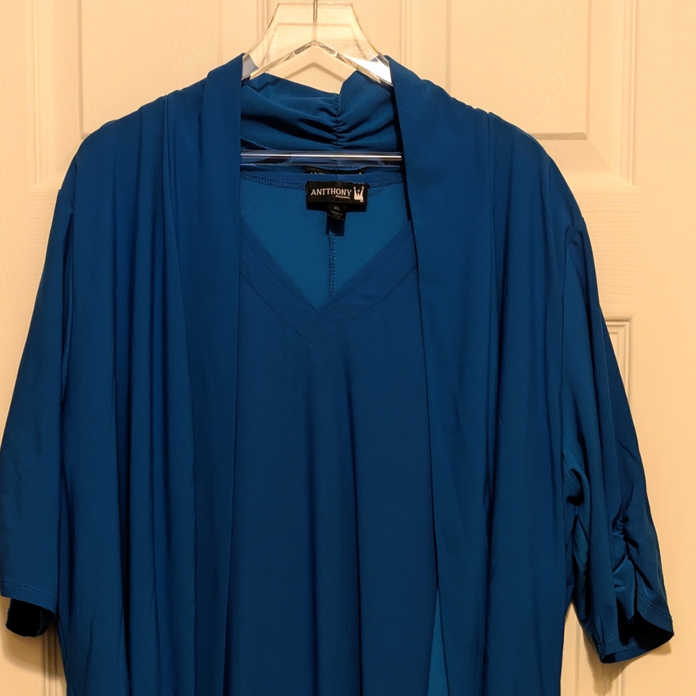 Antthony Blue Dress & Jacket Set